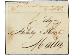 GIBRALTAR. 1830. LISBON To MALTA. Forwarded Letter To GIBRALTAR With Unrecorded Gibraltar 'Samuel Tassis' Forwarding Age - Sonstige & Ohne Zuordnung