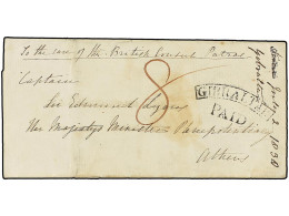 GIBRALTAR. 1838. GIBRALTAR To ATHENS. Wrapper (side Flap Removed) To 'Captain Sir Edmund Lyons...' (the Name Has Been Cr - Other & Unclassified