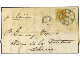 GIBRALTAR. 1861 (March 6). Mixed Franking. Entire Letter From Gibraltar To Jerez La Frontera Endorsed 'por Adriano' With - Autres & Non Classés