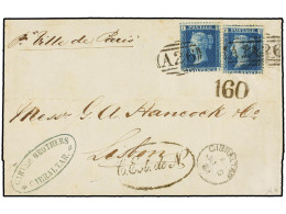 GIBRALTAR. 1861. GIBRALTAR To LISBON. Entire Letter Franked With Two GB 2 D. Blue Stamp, Cancelled With A26, Endorsed 'p - Sonstige & Ohne Zuordnung