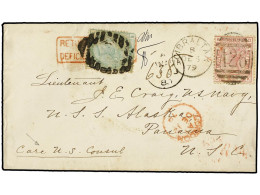 GIBRALTAR. 1879 (Dec 5). Cover To 'HMS Alaska' In Panama, Franked By Great Britain 1875 2½d. Rosy Mauve Pl. 16 Tied By G - Other & Unclassified