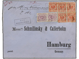 COSTA DE ORO. 1894 (1 Feb.). ACCRA To HAMBURG (Germany) Blue Linen-backed Envelope From ACCRA To HAMBURG, Germany, Marke - Sonstige & Ohne Zuordnung