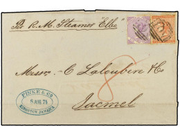 JAMAICA. 1874 (Aug 8). Entire Letter At Double Rate From Kingston To Jacmel, Haiti On Steamer Elbe, With Manuscript '8'  - Otros & Sin Clasificación