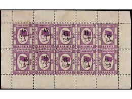 **/* LABUAN. 1891-92. 6 Cents. On 8 Cents. Deep Violet, Sheet Of Ten. Light Toned Gum And Minor Surface Age Stains. Cert - Autres & Non Classés