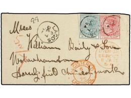 LAGOS. 1874 (7-Dec.). Envelope Ex De 'BAILEY' Correspondence Registered To WOLVERHAMPTON, Bearing 4 D. Carmine And 6 D.  - Sonstige & Ohne Zuordnung