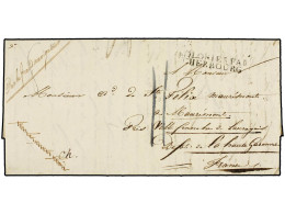 MAURICIO. 1823 (Janvier 12). SAVANNE. ILE MAURICE To VILLEFRANCHE. Entire Letter With COLONIES PAR/CHERBOURG Entry Mark  - Other & Unclassified