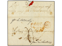 FRANCIA. 1840 (Aug. 14). Entire Lettre From MAURITIUS To BORDEAUX Endorsed 'per Le Pondichéry' And Struck With MAURITIUS - Other & Unclassified