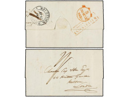 MAURICIO. 1838. LIEUT WEST. 'THE VALE' To LONDON. Entire Letter On Reverse Black MAURITIUS/POST OFFICE Mark And DOVER/IN - Other & Unclassified