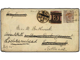NUEVA ZELANDA. 1890 (July 21). Cover To SCOTLAND Bearing 1882 6 D. Brown Tied NAPIER Squared Circle Datestamp And Used T - Autres & Non Classés