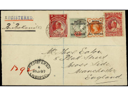 NIGERIA. 1896 (19 Dec.). Envelope Registered To MANCHESTER, Marked 'Per Bakana', Bearing 1892 1/2 D. Vermilion, 2 D. Gre - Other & Unclassified