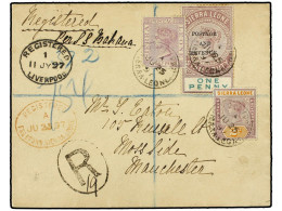 SIERRA LEONA. 1897 (25 June). Envelope Registered To MANCHESTER, Bearing 1889 1 1/2 D. Pale Violet, 1896 2 D. Dull Mauve - Autres & Non Classés