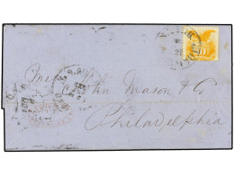 TRINIDAD. 1870 (8 Febrero). TRINIDAD To PHILADELPHIA. Folded Cover Send Via St. Thomas With Red 'Lamb & Co. St. Thomas W - Sonstige & Ohne Zuordnung