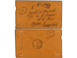 ZANZIBAR. 1917. MARGAO (Portuguese India) To ZANZIBAR. Unpaid Cover, Letter Endorsed 'P.P' (Postage Paid) But No Stamps. - Autres & Non Classés