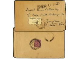 ZANZIBAR. 1933. Underpaid Cover From INDIA Franked On Reverse With 2a. Purple Tied By BOMBAY FOREIGN Cds (Jan 13), Front - Sonstige & Ohne Zuordnung