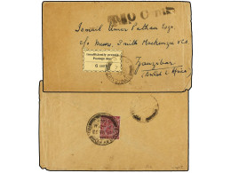 ZANZIBAR. 1933. Underpaid Cover From INDIA Franked On Reverse With 2a. Purple Tied By BOMBAY FOREIGN Cds (Jan 13), Front - Autres & Non Classés