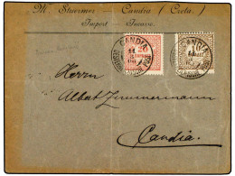 CRETA. 1900. Cover To CANDIA Franked By 1899 10 Pa. Brown And 20 Pa. Rose Tied By CANDIA Austrian PO Cds's With Straight - Autres & Non Classés