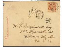 HAITI. 1895. PORT AU PRINCE A USA. 20 Cts. Castaño Claro, Pl. III. Carta Certificada. Sc.13. - Other & Unclassified