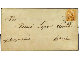 HUNGRIA. 1871 (July). Entire Death Notice Used To SZELEZSIN Franked By Fine Lithographed 1871 2 Kr. Dull Orange Yellow T - Andere & Zonder Classificatie