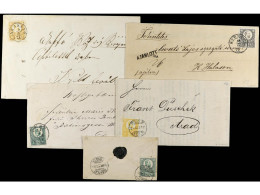 HUNGRIA. 1872-74. 5 Covers With 2 Kr Yellow, 3 Kr Green And 15 Kr Lilac. Fine Quality, Most Of Them With Certificate. - Autres & Non Classés