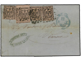 ITALIA ANTIGUOS ESTADOS: MODENA. 1857. MODENA A VIENA (Austria). 10 Cent. Rosa (4) Margenes Cortos. Raro Franqueo Para H - Altri & Non Classificati