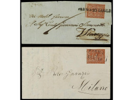 ITALIA ANTIGUOS ESTADOS: PARMA. 1855-56. 2 Covers With 25 Cts Red-brown Stamps. - Andere & Zonder Classificatie