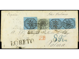 ITALIA ANTIGUOS ESTADOS: ESTADOS PONTIFICIOS. 1858. SOBRESCRITO (entire) De LORETO (Ancona) A PALMA DE MALLORCA. 1 Baj.  - Andere & Zonder Classificatie