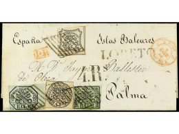 ITALIA ANTIGUOS ESTADOS: ESTADOS PONTIFICIOS. 1859. ENVUELTA De LORETO (Ancona) A PALMA DE MALLORCA. 2 Baj., 4 Baj, 6 Ba - Autres & Non Classés