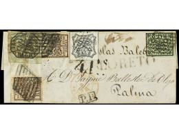 ITALIA ANTIGUOS ESTADOS: ESTADOS PONTIFICIOS. 1860. LORETO (Ancona) A PALMA DE MALLORCA. 2 Baj., 5 Baj. (2), 6 Baj. Y 8  - Other & Unclassified