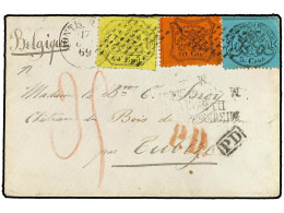 ITALIA ANTIGUOS ESTADOS: ESTADOS PONTIFICIOS. 1869 (June 17). Cover To BELGIUM With Perf. 1868 5c. Black On Blue, 10c. B - Autres & Non Classés