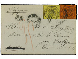 ITALIA ANTIGUOS ESTADOS: ESTADOS PONTIFICIOS. 1870 (Aug 8). Cover From Civitavecchia To Belgium Bearing Perforated 1868  - Autres & Non Classés