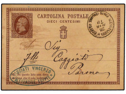 EGIPTO. 1879 (March 28). Scarce Usage Of 10 C. Brown Postal Stationery Card To PARMA Cancelled In Corner With Good Strik - Other & Unclassified