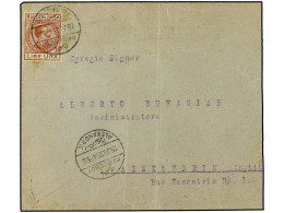 EGIPTO. 1925 (June 15). Cover To Alexandria Franked By Italy 'Marca Da Bollo' 1 Lire Brown, Apparently Accepted For Paym - Other & Unclassified