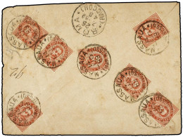 ERITREA. 1889. 10 C. Carmine Rose, Seven Examples Used On Reverse Of 1889 Double Rate Registered Cover To Rome, All Tied - Autres & Non Classés