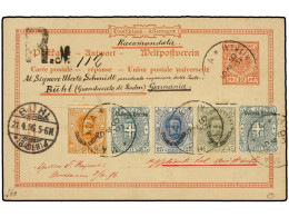 ERITREA. 1896. MASSAUA A ALEMANIA. Entero Postal Alemán Con Franqueo De 5 Cts. (2), 20 Cts., 25 Cts. Y 45 Cts. Circulado - Autres & Non Classés