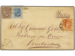 ARGENTINA. 1876 (8-Oct.). BUENOS AIRES A PORLEZZA (Italia). Sobre Circulado Con Sello Argentino De 5 Cts. Rojo Y Sellos  - Andere & Zonder Classificatie