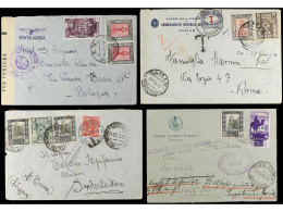 LIBIA. 1930-12. 4 Covers, One Addressed To A Wounded Italian Soldier In A Field Hospital During The Spanish Civil War. - Andere & Zonder Classificatie