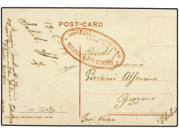 PALESTINA. 1919 (19-Junio). DESTACAMENTO ITALIANO EN PALESTINA. JAFFA A ITALIA. Tarjeta Postal Con Marca Ovalada CORPO D - Other & Unclassified