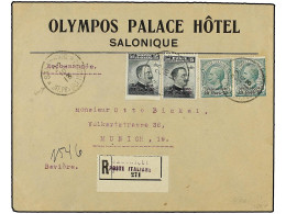 GRECIA. 1913 (22-10). SALONICA. SALONICO A ALEMANIA. 30 S. 15 Cts. Gris (2) Y 10 S. 5 Cts. Verde (2) En Carta Certificad - Other & Unclassified