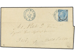 SAN MARINO. 1866 (Feb 3). Entire Letter Franked By Italy 1865 20c. On 15c. Blue Tied By Bold Strike Of REPUBLICA DI S. M - Other & Unclassified