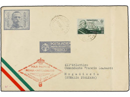 TRIPOLITANIA. 1934 (6-XI). TRIPOLI A MOGADISCIO. Circulada Con Sello De Tripolitania De 25 + 2 Liras Verde. Marca Del Vu - Autres & Non Classés