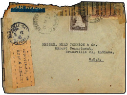 LIBANO. 1945 (Nov 24). Cover, Badly Burnt Around Edges And Resealed With French Post & Telegraphs Office Tape, Two Adhes - Andere & Zonder Classificatie