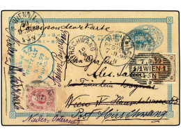 JAPON. 1899. YOKOHAMA A WIEN. Entero Postal De 1 Sen Con Franqueo Complementario De 3 Sen Reexpedido A NIERCER (Austria) - Other & Unclassified