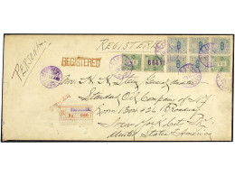 COREA. 1914 (Dec 19). Remarkable Large Cover At 56 Sen Registered Rate To New York, Bearing 1913-25 2s. Green, Pair And  - Andere & Zonder Classificatie