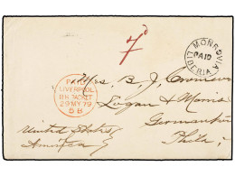 LIBERIA. 1879 (26 Apr.). Envelope, With Full Contents Headed 'U.S. Flag Ship Ticonderoga Monrovia' To PHILADELPHIA With  - Autres & Non Classés