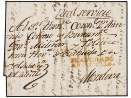 MEXICO. 1801 (9-Oct.). SALTILLO A MONCLOVA. Marca FRANQUEADA/EN SALTILLO En Rojo, Manuscrito 'Real Servicio'. MAGNÍFICA  - Autres & Non Classés