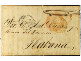 MEXICO. 1849. MEXICO A HABANA. Encaminada Hasta Veracruz Y Depositada Al Correo Inglés, Marca PAID/AT/VERACRUZ Y Tarifa  - Autres & Non Classés