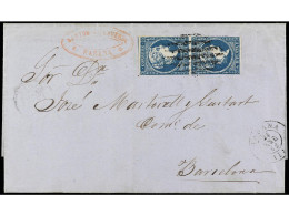 MEXICO. 1862 (5 Enero). OCUPACIÓN ESPAÑOLA EN MÉXICO. Carta Circulada Desde CAMPECHE A BARCELONA Encaminada Hasta La Hab - Autres & Non Classés