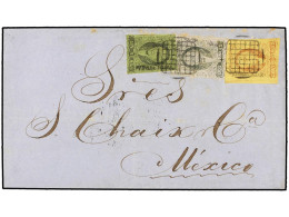 MEXICO. 1861. Vera Cruz District 1 R. Black On Green, 2 R. Black On Rose And 4 R. Red On Yellow, Ample To Large Margins  - Altri & Non Classificati