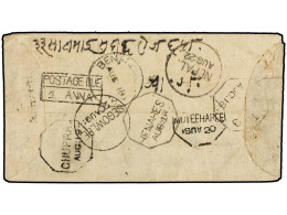 NEPAL. 1876 (18-8). BENARES (India) To KATHMANDU. Unfranked Cover With POSTAGE DUE/1 ANNA And NEPAL Arrival Handstamps. - Andere & Zonder Classificatie