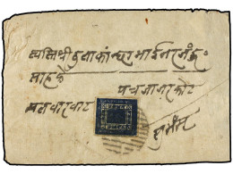 NEPAL. 1890. 1 Anna Indigo, Setting 7-8 With BANKE Cancellation. Oustanding Colour Very Rare On Cover. Ex. W. HENRIGL. M - Other & Unclassified